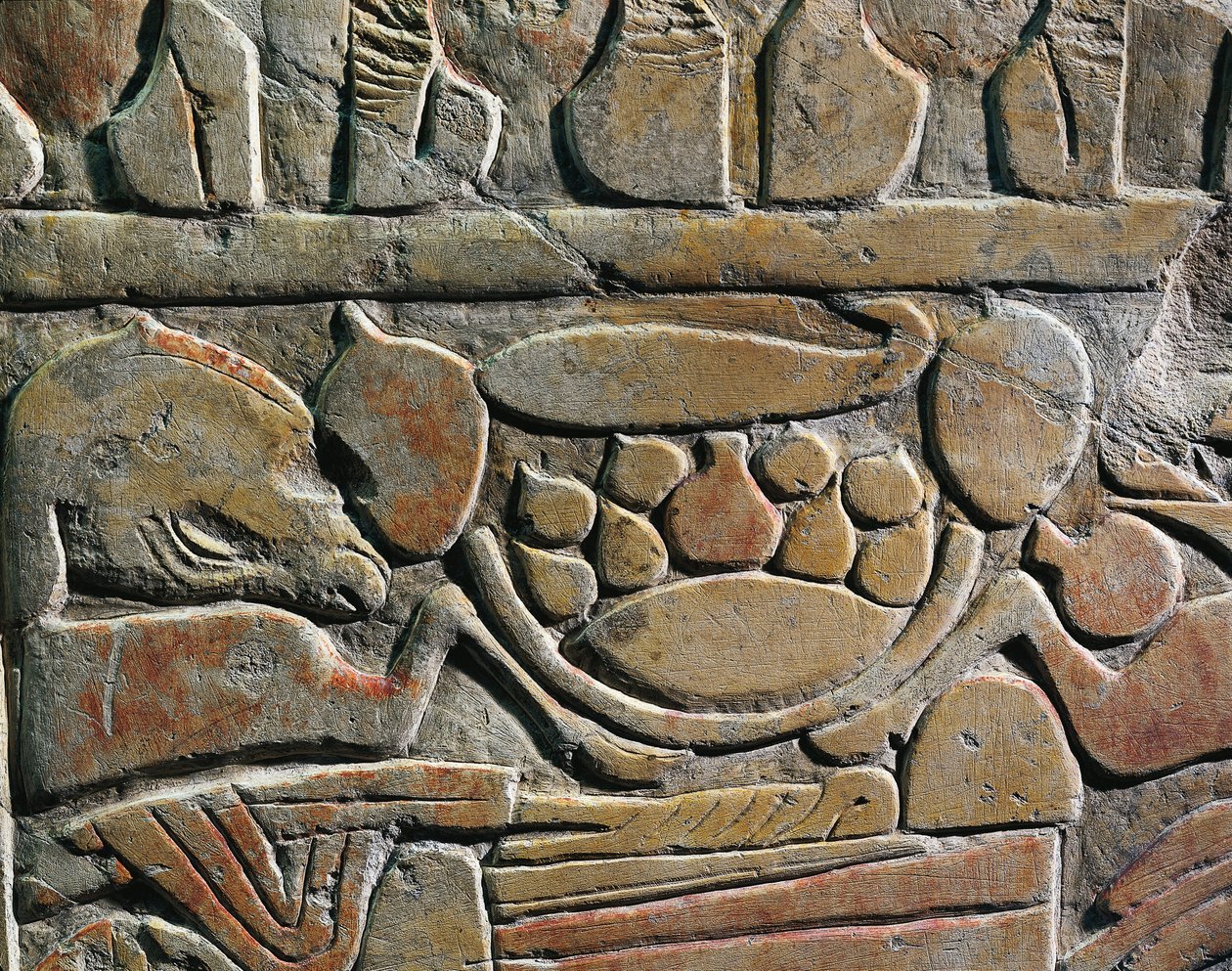 Relief depicting food offerings for the deities, from Abydos by Egyptian 19th Dynasty