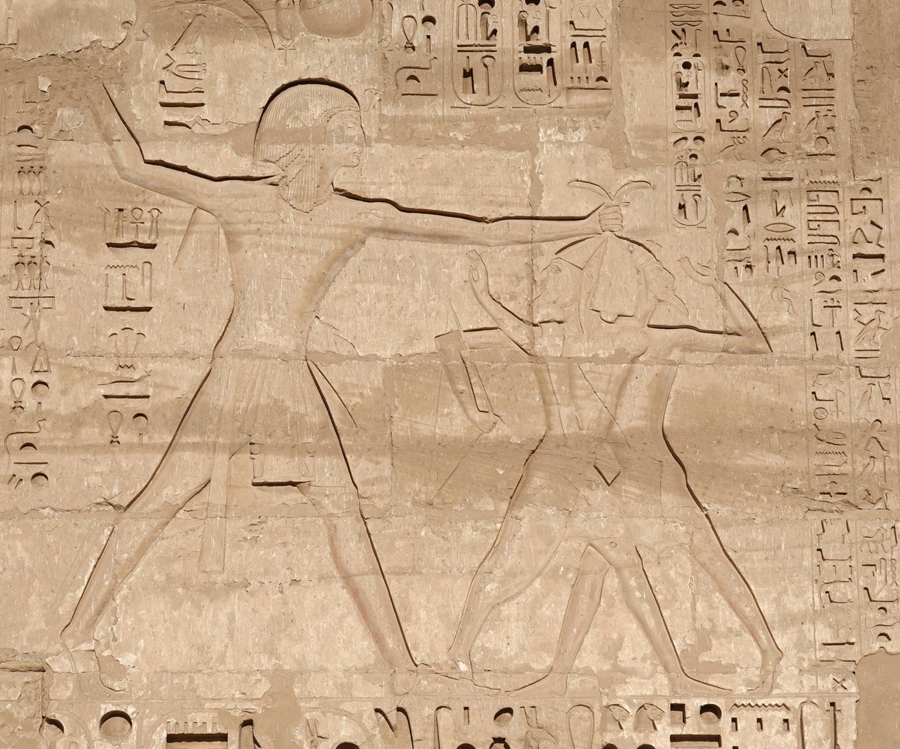 Scene of the massacre of enemies, Temple of Horus, Edfu by Egyptian 19th Dynasty