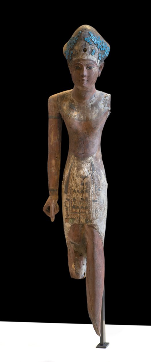 Statue of Sovereign Ramesside headdress of the blue crown and wearing the front loincloth by Egyptian 19th Dynasty