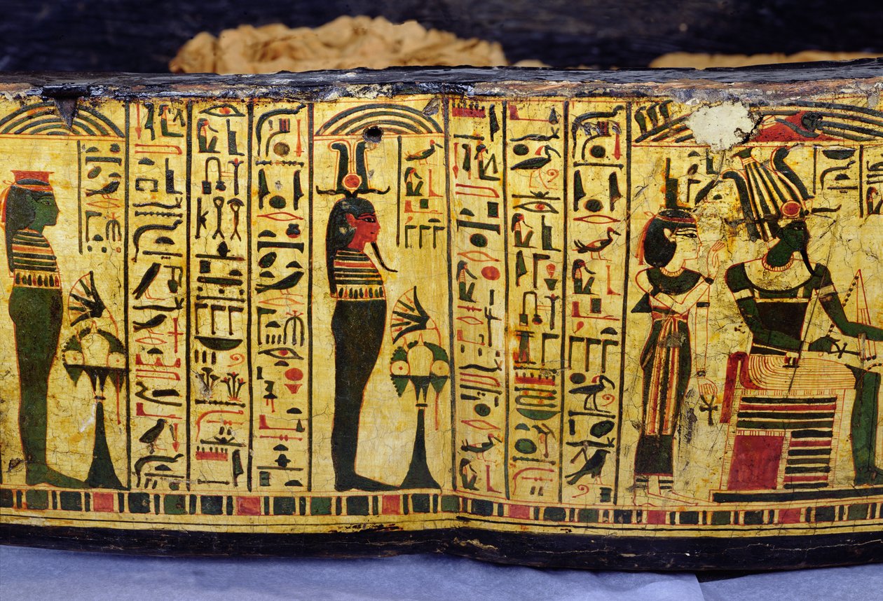 Detail of the outer coffin base of the mummy of Nesyamun, possibly found at Deir El-Bahri, New Kingdom, c.1100 BC by Egyptian 20th Dynasty