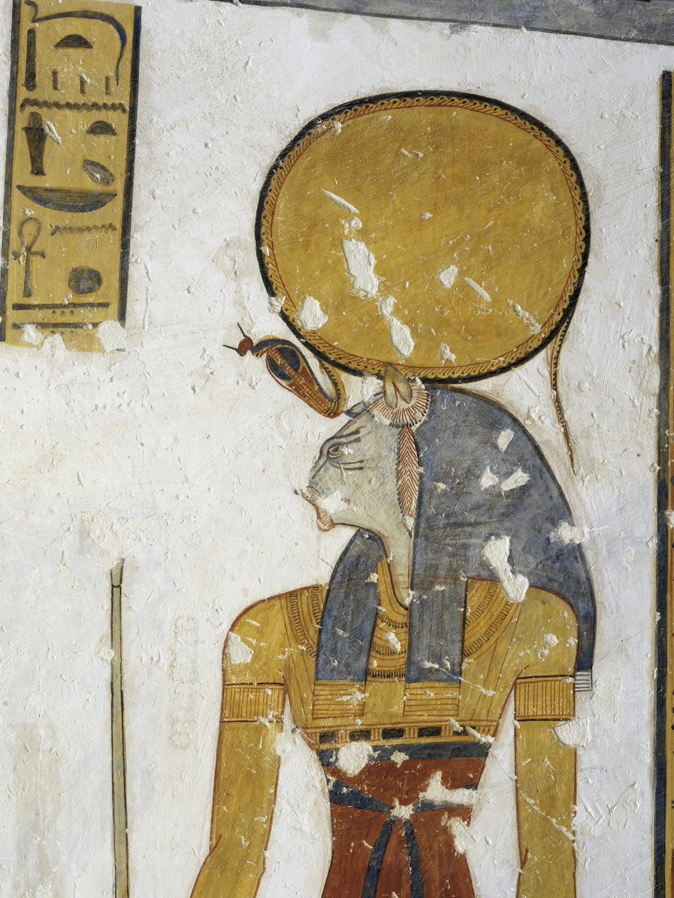 Mural painting of Cat-head goddess Bastet, 20th dynasty by Egyptian 20th Dynasty