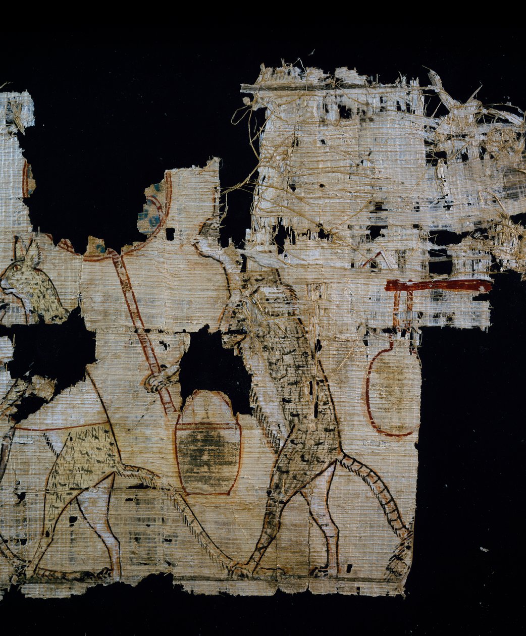 Papyrus depicting satirical scene, ca 1100 BC, dating from reign of Ramesses IX, (detail), Egyptian Civilisation, New Kingdom, Dynasty XX by Egyptian 20th Dynasty