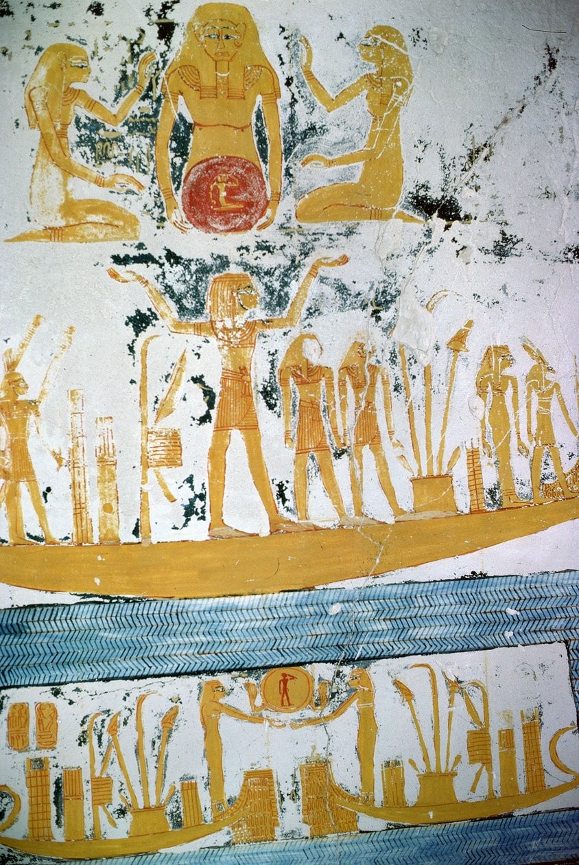Re in the Night Boat, from the Tomb of Ramesses VI, New Kingdom (c.1145-1137 BC) by Egyptian 20th Dynasty