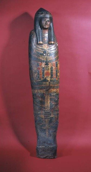 Sarcophagus for a Young Woman Named as the Lady of the House Djed-montu-iues-ankh, Wife of Pamiu, Third Intermediate Period, 850-730 BC by Egyptian 22nd Dynasty