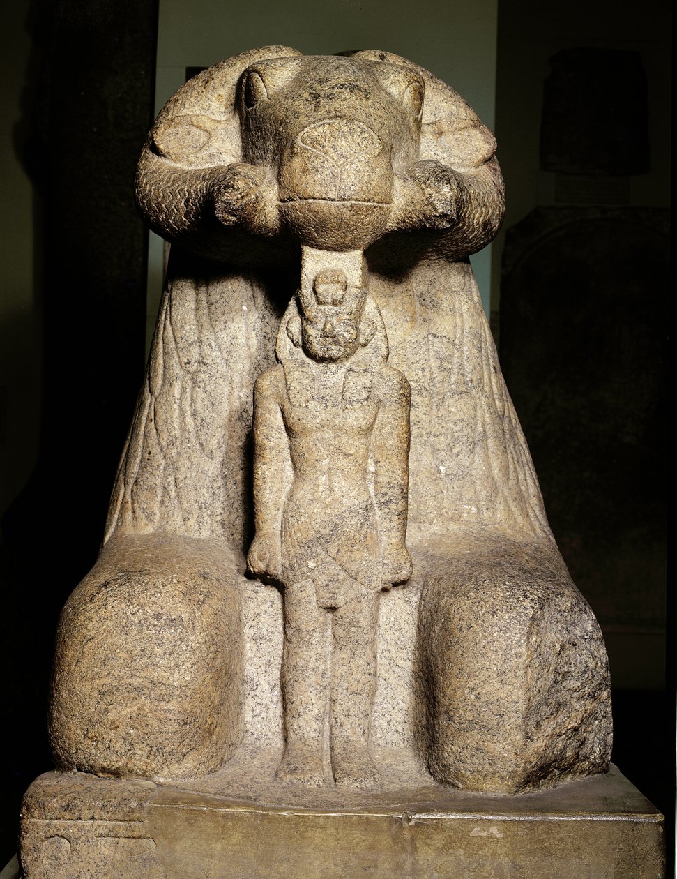 Statue of Amun in the Form of a Ram Protecting King Taharqa, 690-664 BC by Egyptian 25th Dynasty