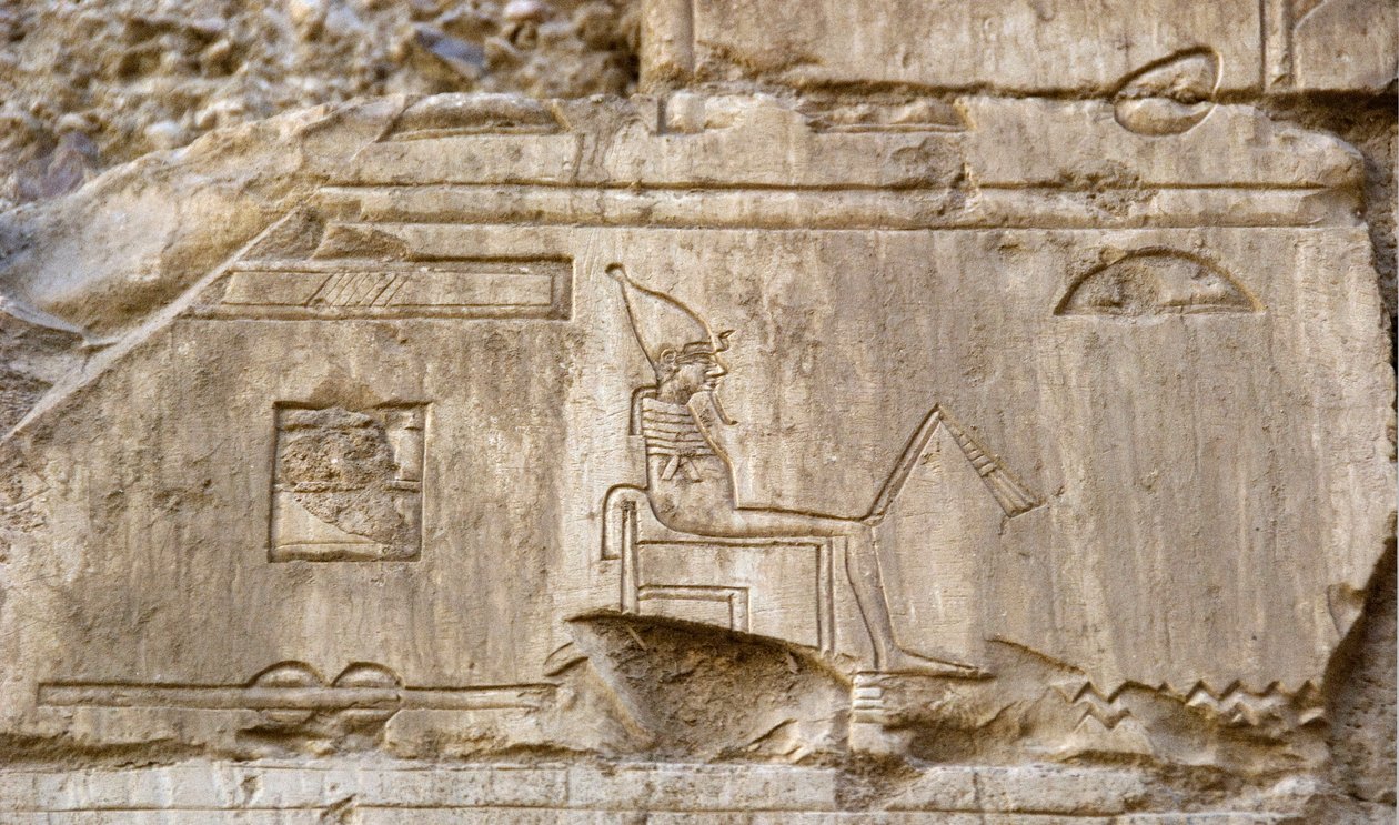 Egyptian antiquity: relief representing the deity Osiris. Tomb of Ankh-Hor by Egyptian 26th Dynasty