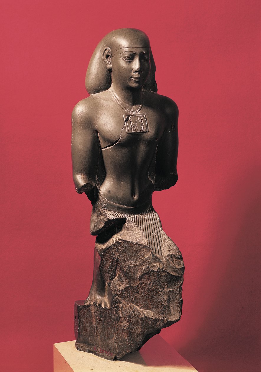 Statue of Iahmes Saneith, a high-ranking civil servant, Saite Period, c.570-526 BC by Egyptian 26th Dynasty