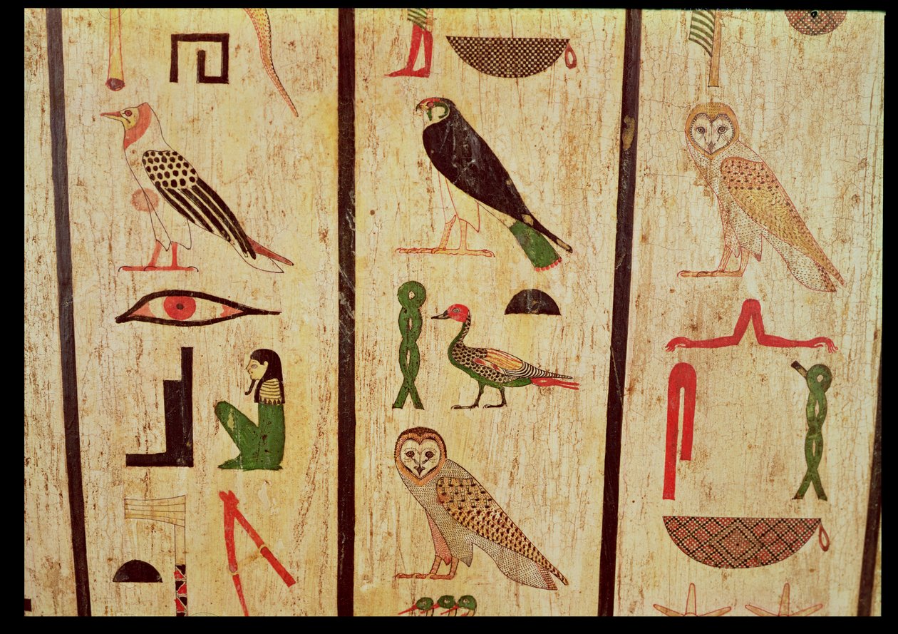 The sarcophagus of Psamtik I (664-610 BC) (detail) of hieroglyphics, Late Period by Egyptian 26th Dynasty