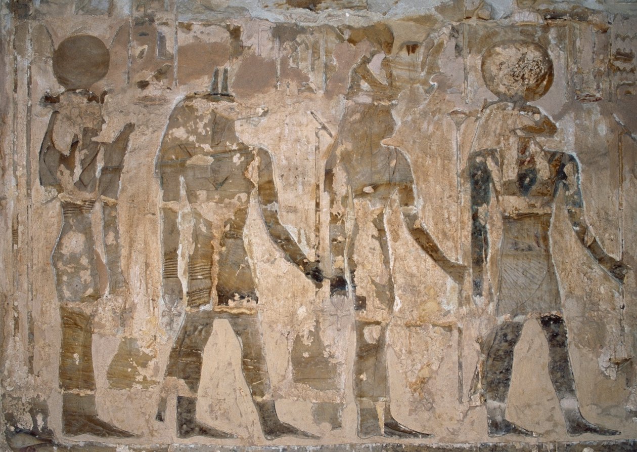Wall paintings, Temple of Ain El Meftla, Bahariya Oasis, Giza, Egypt by Egyptian 26th Dynasty