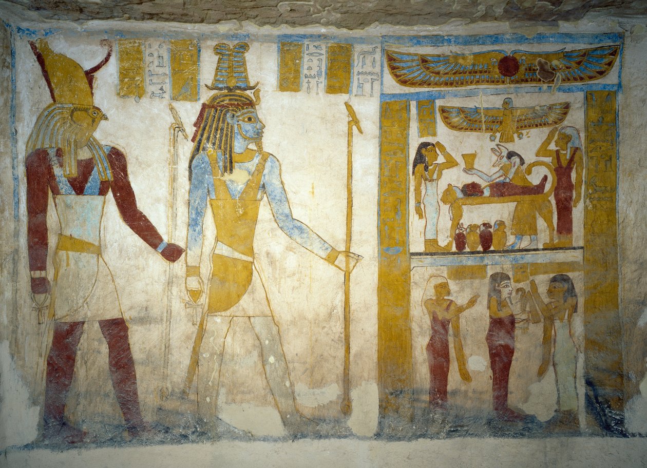 Wall paintings from Tomb of Pa Nentwy, Bahariya Oasis, Giza, Egypt. Egyptian Civilisation, 26th Dynasty, 663-525 BC by Egyptian 26th Dynasty
