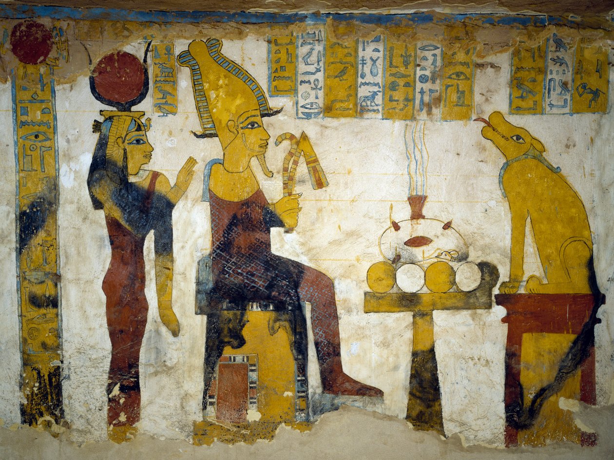 Wall paintings from burial chamber of Tomb of Pa Nentwy, Bahariya Oasis, Giza, Egypt. Egyptian Civilisation, 26th Dynasty, 663-525 BC by Egyptian 26th Dynasty