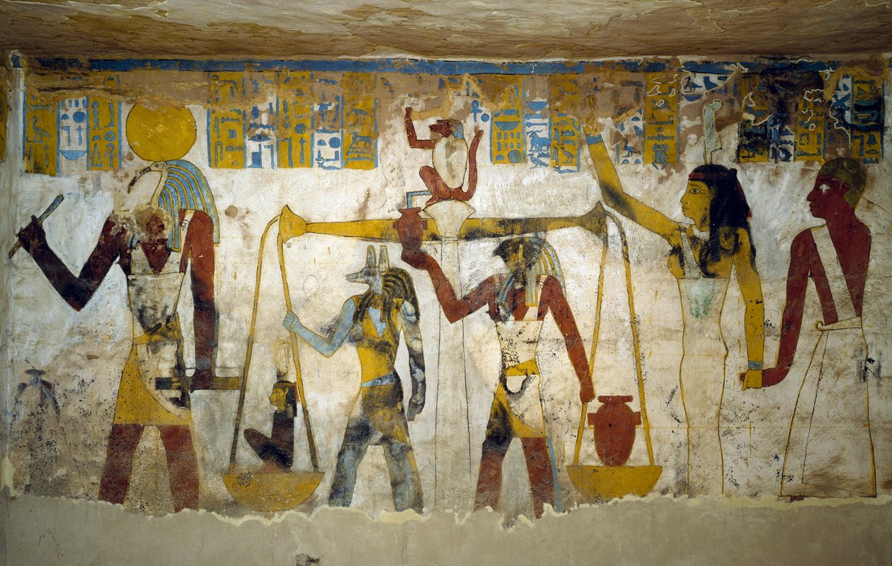 Wall paintings from burial chamber of Tomb of Pa Nentwy, Bahariya Oasis, Giza, Egypt by Egyptian 26th Dynasty