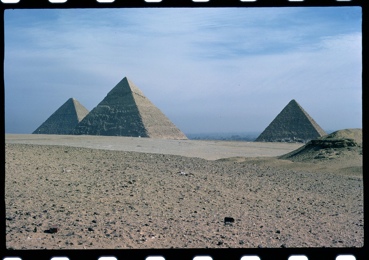 View of the Pyramids of Khufu, Khafre and Menkaure, Old Kingdom