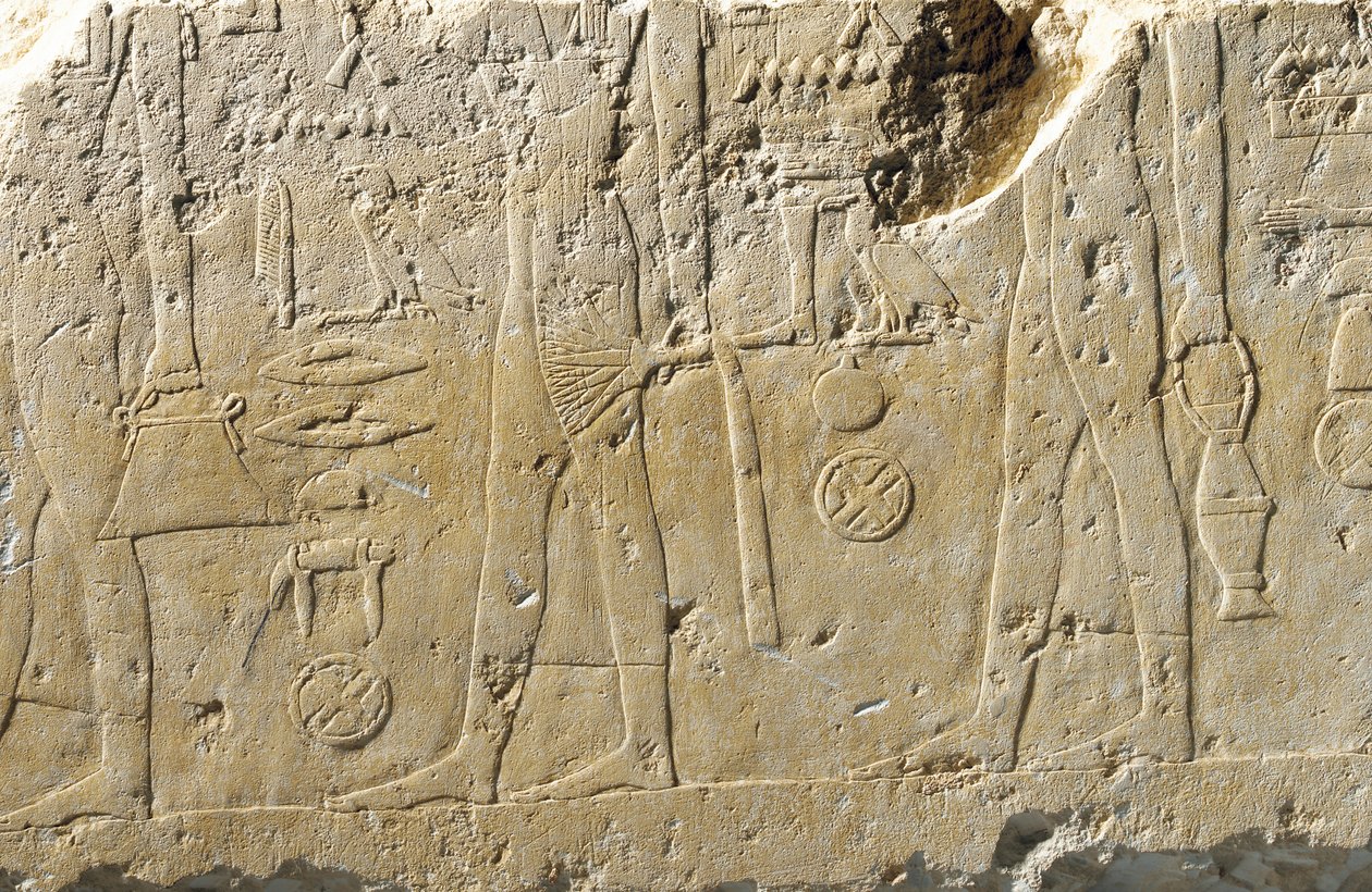 (detail) of relief fragment of Pehenuka, Old Kingdom by Egyptian 5th Dynasty