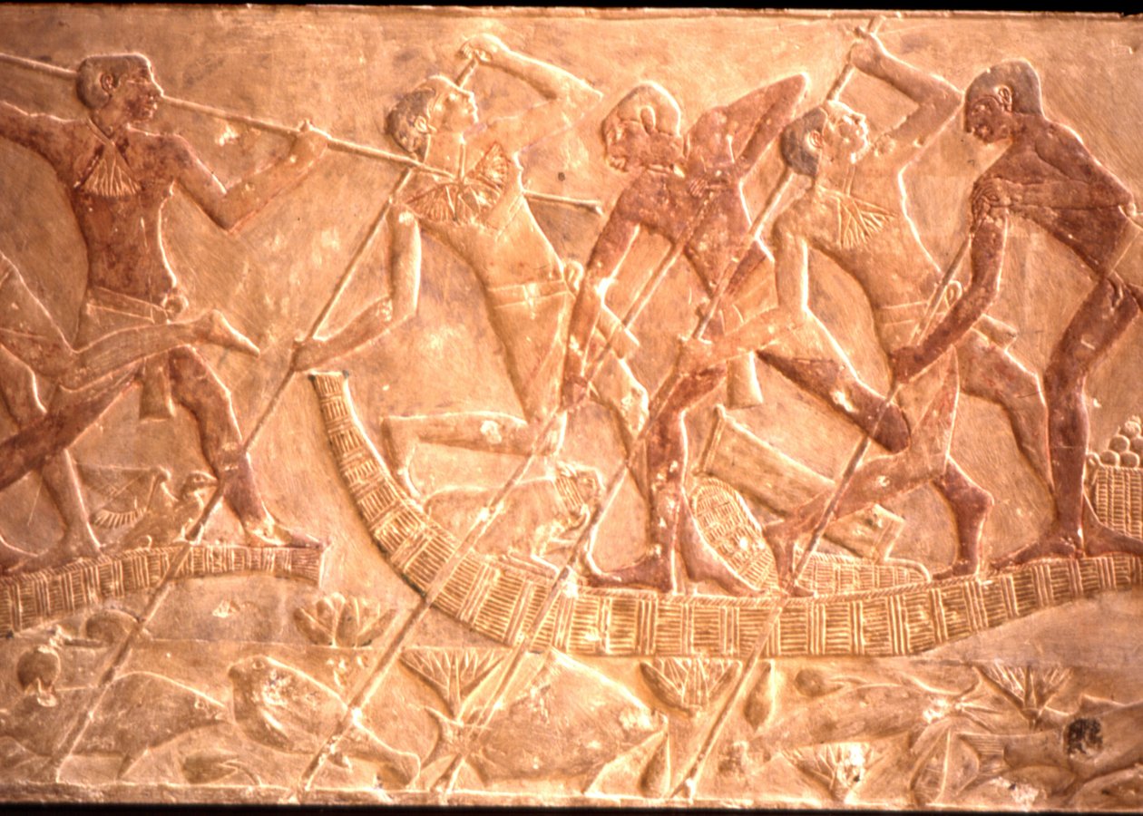 Men Spearing Fish from Papyrus Boat, Ptah-Hotep Tomb, 5th Dynasty (photo) by Egyptian 5th Dynasty