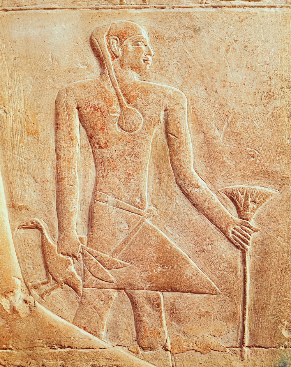 Servant and Bird, Relief by Egyptian 5th Dynasty