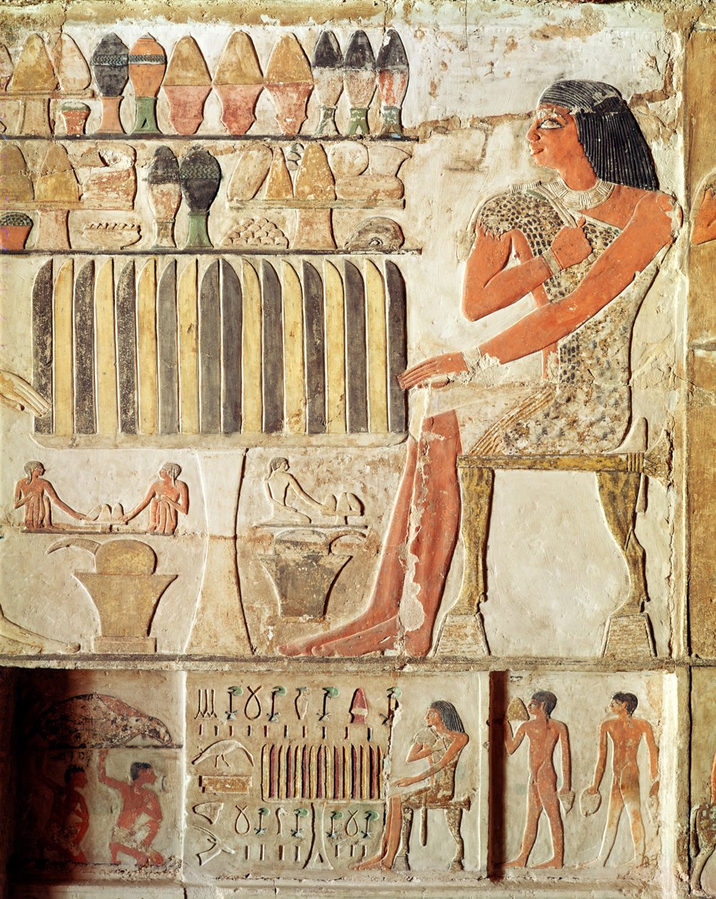 The deceased in front of a table of food, Egyptian, Old Kingdom by Egyptian 5th Dynasty