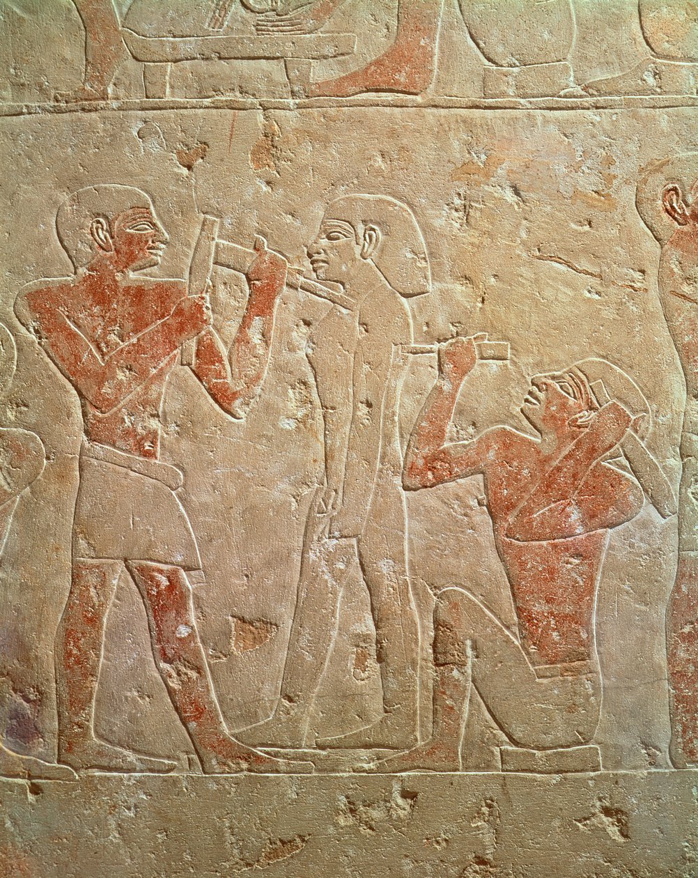 Relief depicting two sculptors carving a statue, from the mastaba of Kaemrehu, Saqqara, Old Kingdom by Egyptian 6th Dynasty