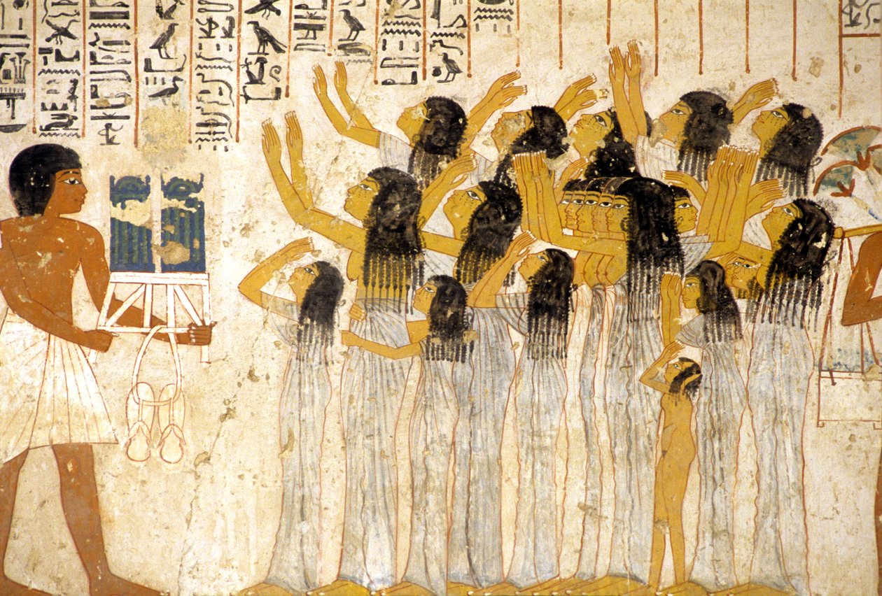 Ancient Egypt, Wailing women in the funeral procession, Tomb of Ramose, Thebes, Valley of the Nobles by Egyptian Egyptian