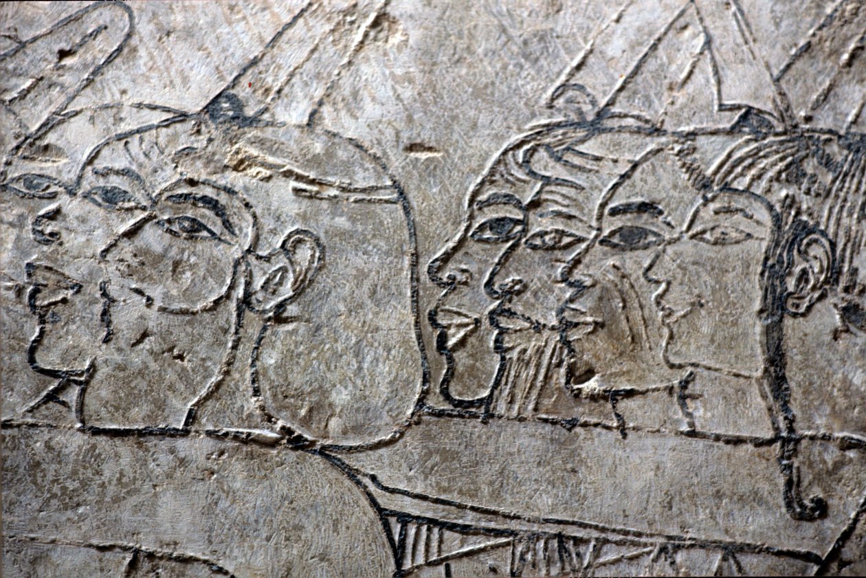Wall painting, Asian captives, Amarna style, Tomb of Ramose, Valley of the Nobles, Thebes by Egyptian Egyptian