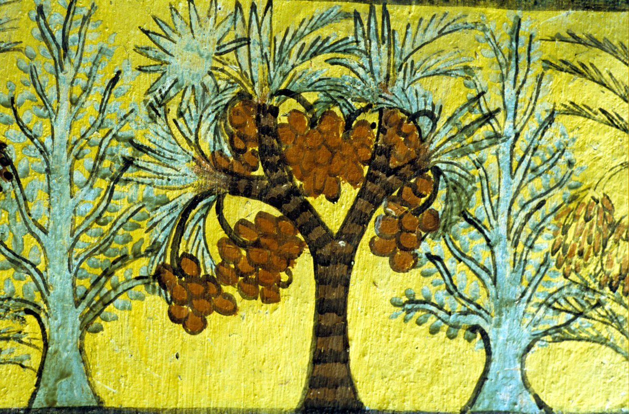 Ancient Egypt, Wall painting, Date palms and trees, Tomb of Sennedjem, Thebes, Deir el Medina by Egyptian Egyptian