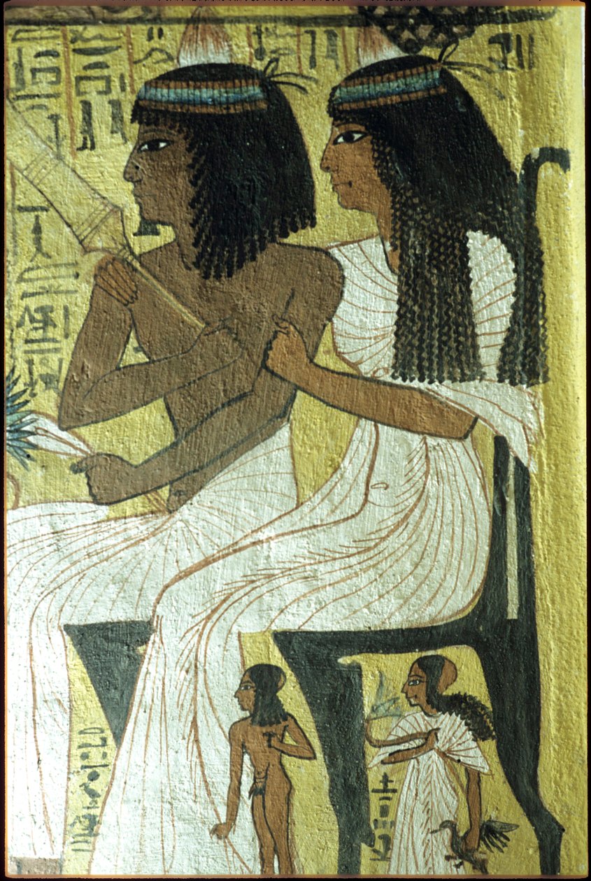 Ancient Egypt, Wall Painting, Tomb of Sennedjem, Tomb of the Nobles, Thebes, Deir el Medina by Egyptian Egyptian