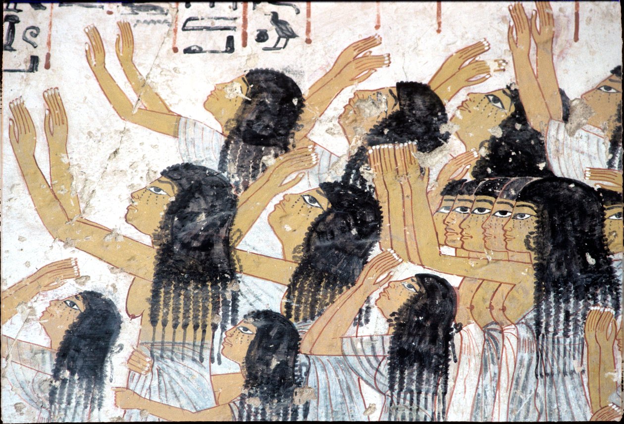 Wall Painting, Wailing Women in a Funeral Procession, Tomb of Ramose, Thebes by Egyptian Egyptian