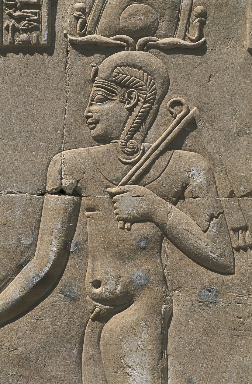 Egypt, Libyan Desert, Al-Dakhilah (Dakhla) Oasis, Dayr al-Haggar, Relief in Egyptian Temple by Egyptian Egyptian
