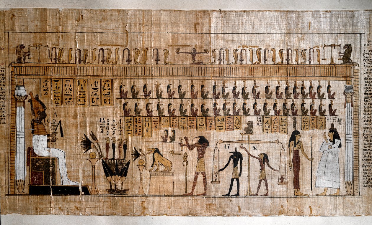 The Weighing of Souls (Psychostasis). Papyrus of a Book of the Dead by Egyptian Egyptian