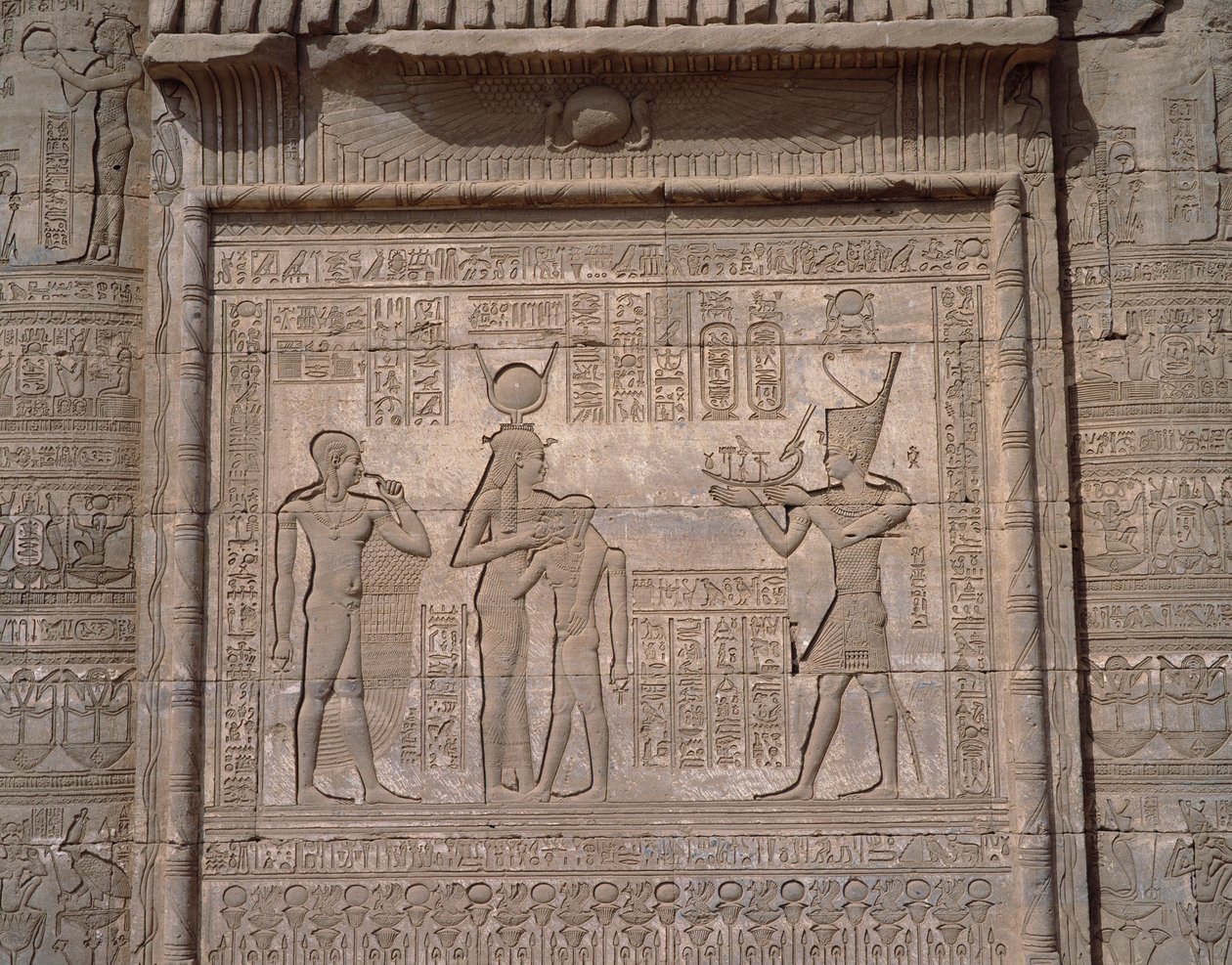 View of the Low Reliefs of the Temple of the Goddess Hathor in Denderah