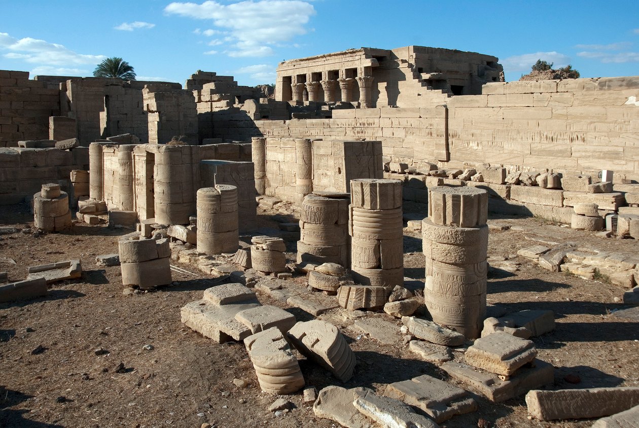 Columns of the Temple Dedicated to Hathor, Denderah, Egypt by Egyptian Ptolemaic Period