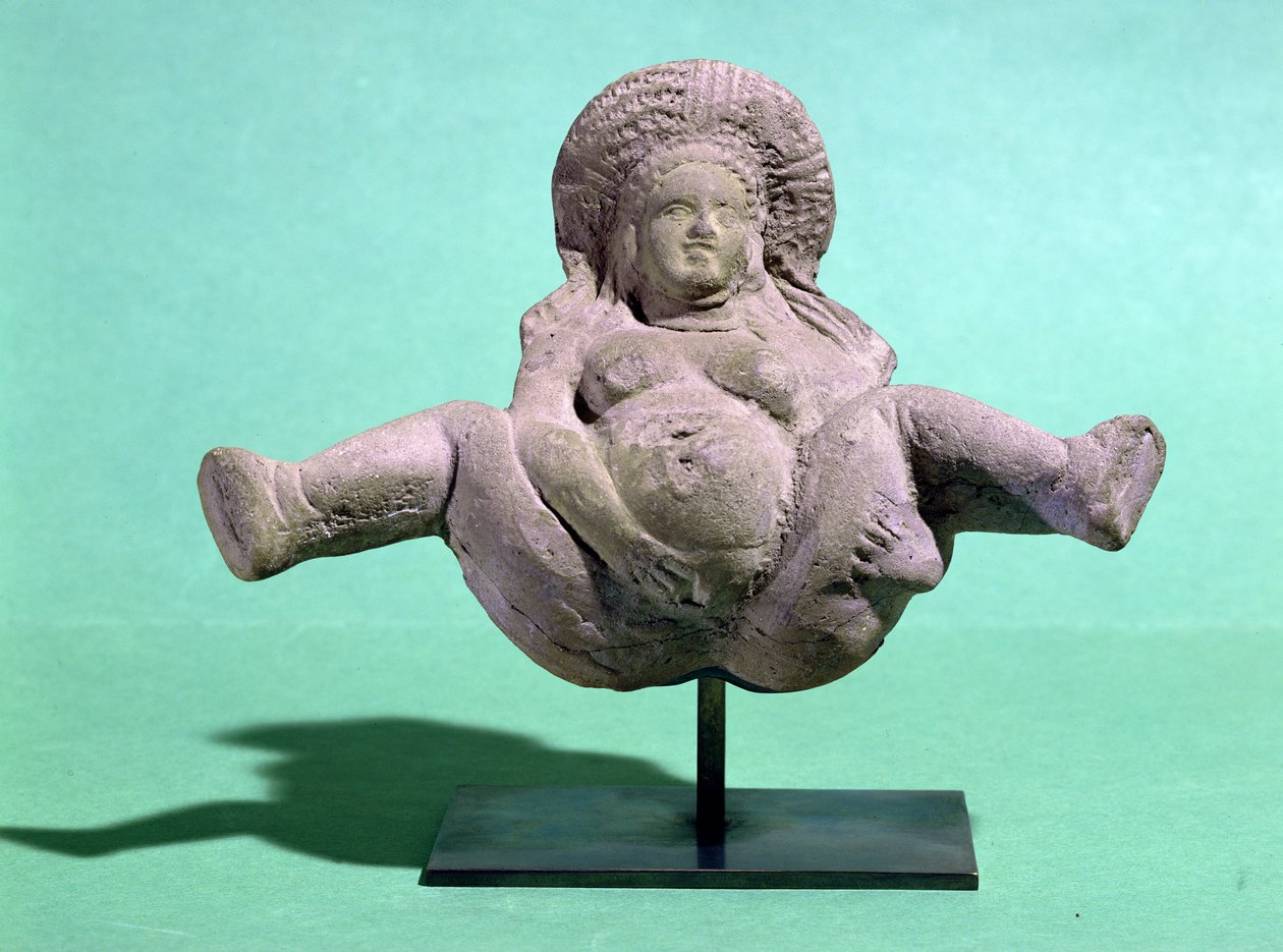 Statuette of a woman giving birth, given to pregnant women for a successful delivery, from Alexandria by Egyptian Ptolemaic Period