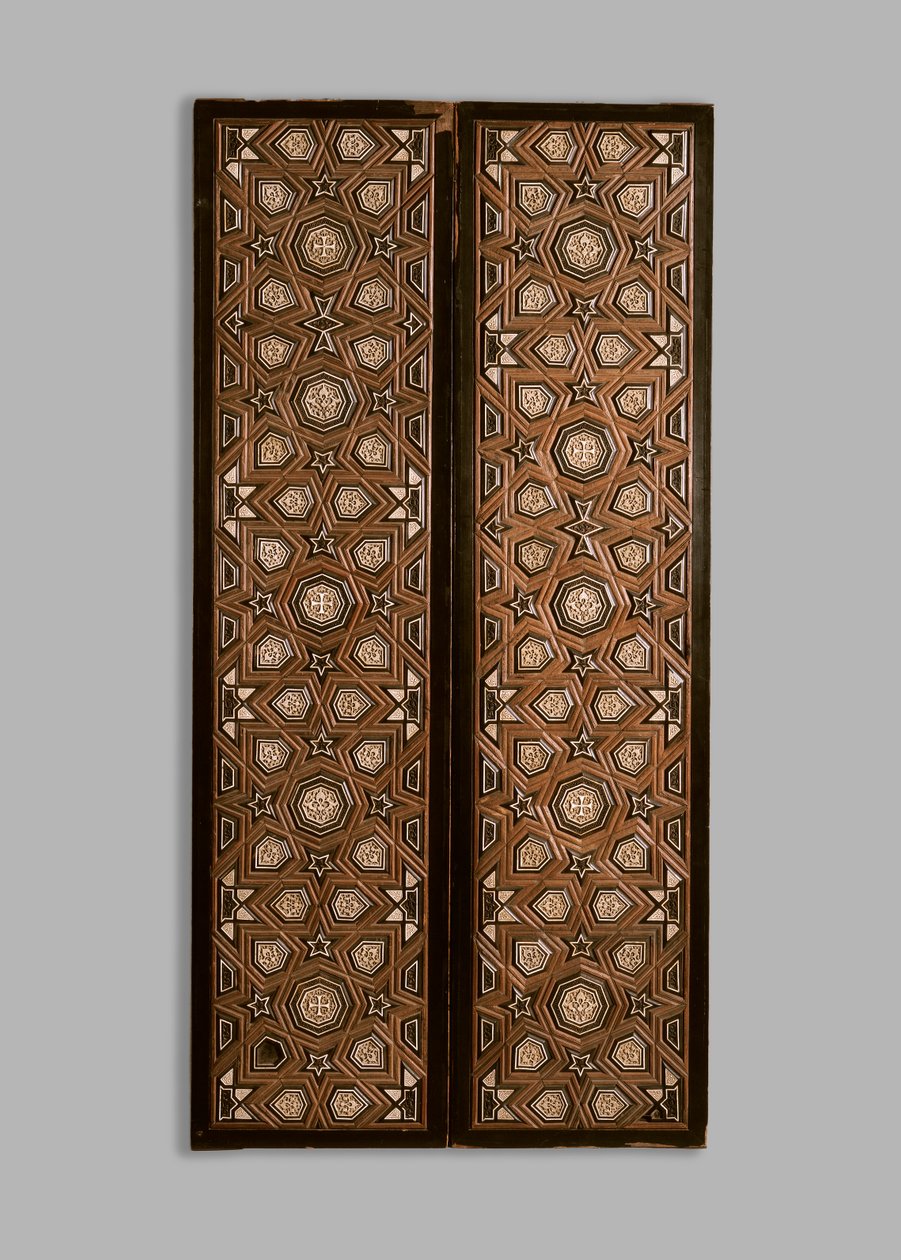 Two panels inlaid with ivory and ebony, 14th century by Egyptian School