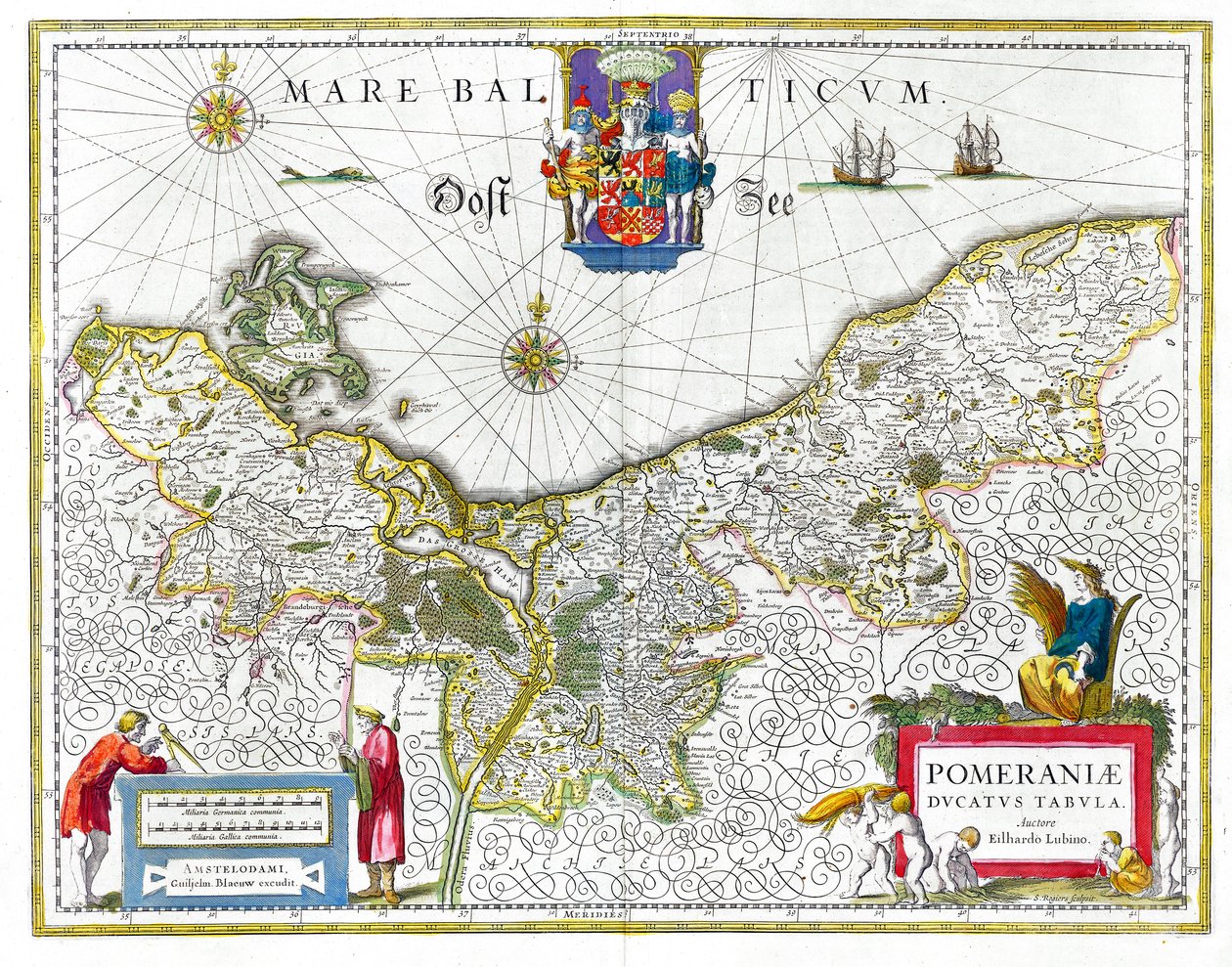 Map of the Historical Duchy of Pomerania from the 17th Century by Eilhard Lubinus