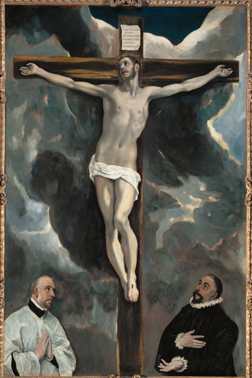 Christ on the cross and two donors by El (1541 1614) Greco