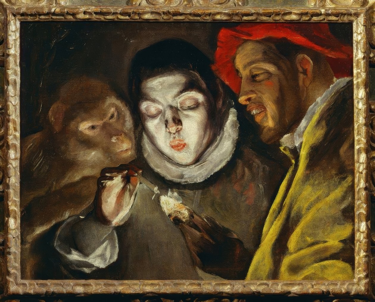 Monkey, Boy Lighting a Candle and Man by El Greco