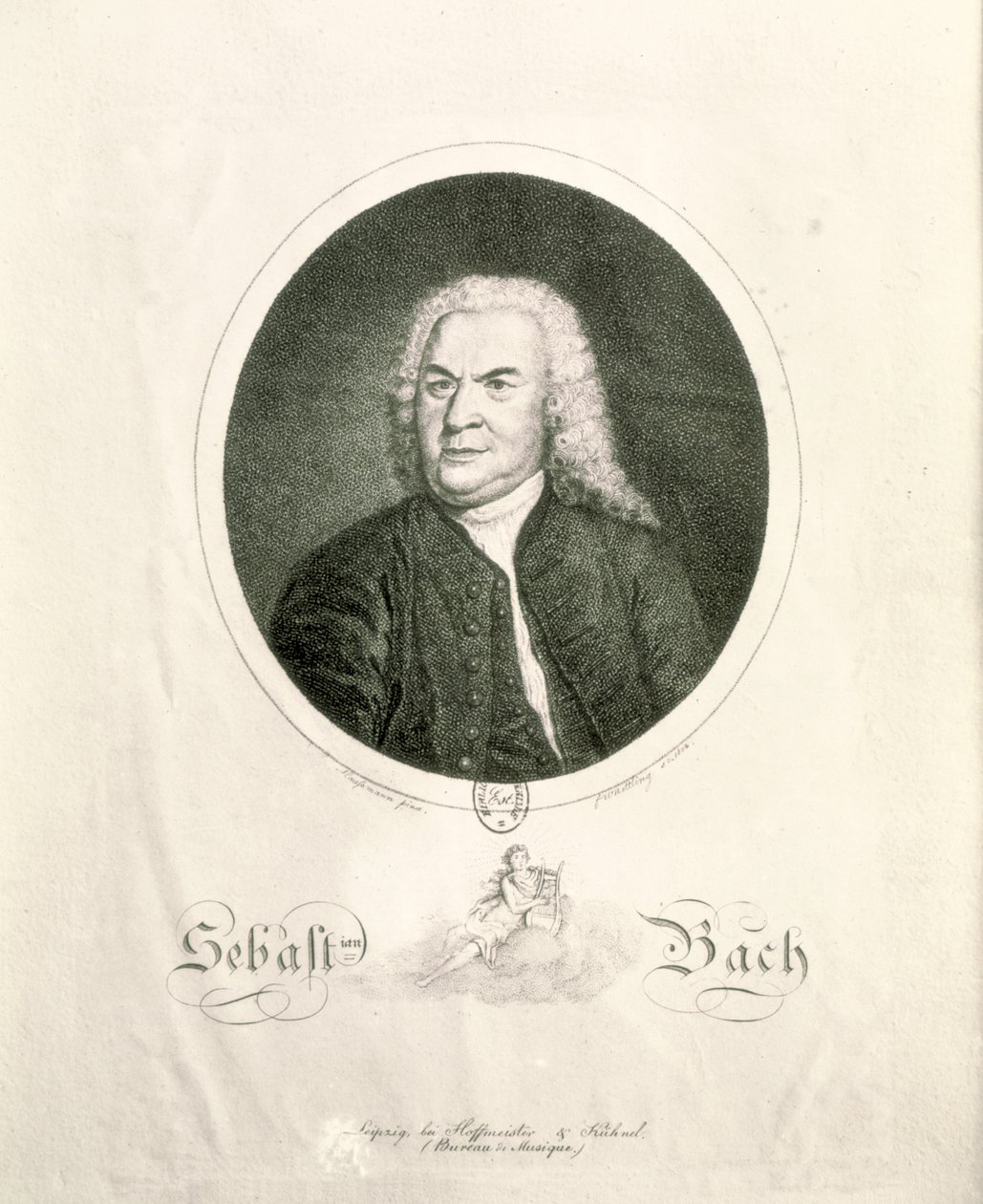 Portrait of Johann Sebastian Bach, engraved by Friedrich Wilhelm Nettling by Elias Gottleib Haussmann