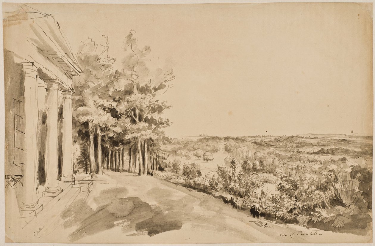 View of the Temple of Bacchus and the Gothic Temple in the Background at Painshill by Elias Martin