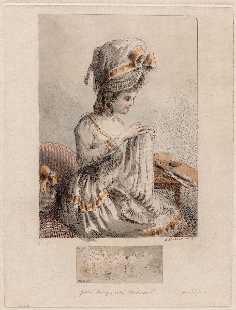 Young Woman Sewing by Elias Martin