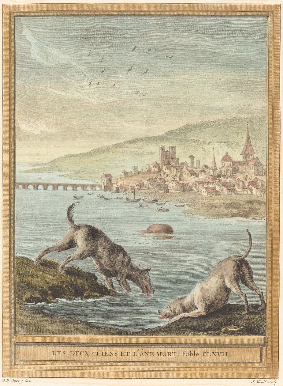 Two Dogs and the Dead Donkey by Elie du Mesnil after Jean Baptiste Oudry