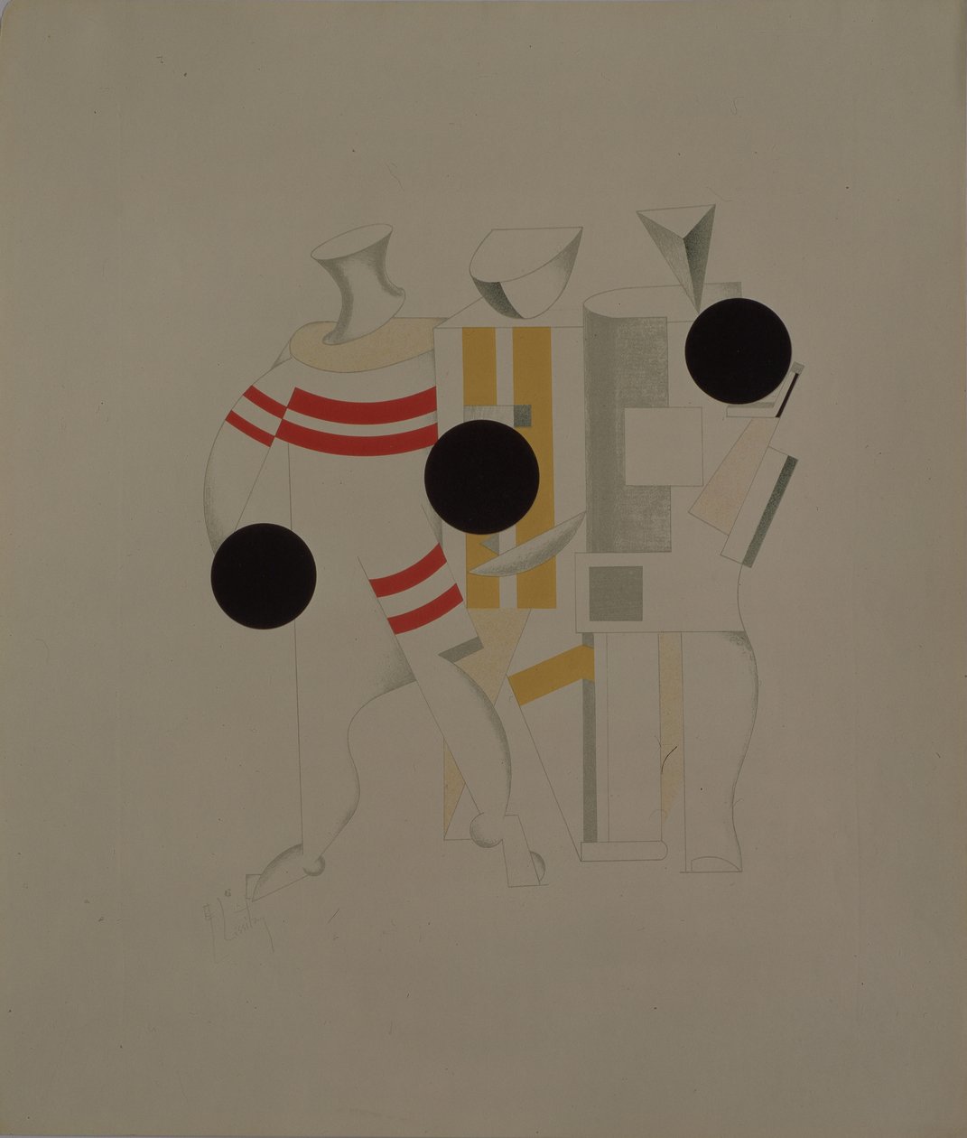 Sportsmen. Figurine for the opera Victory over the sun by A. Kruchenykh by Eliezer Markowich Lissitzky