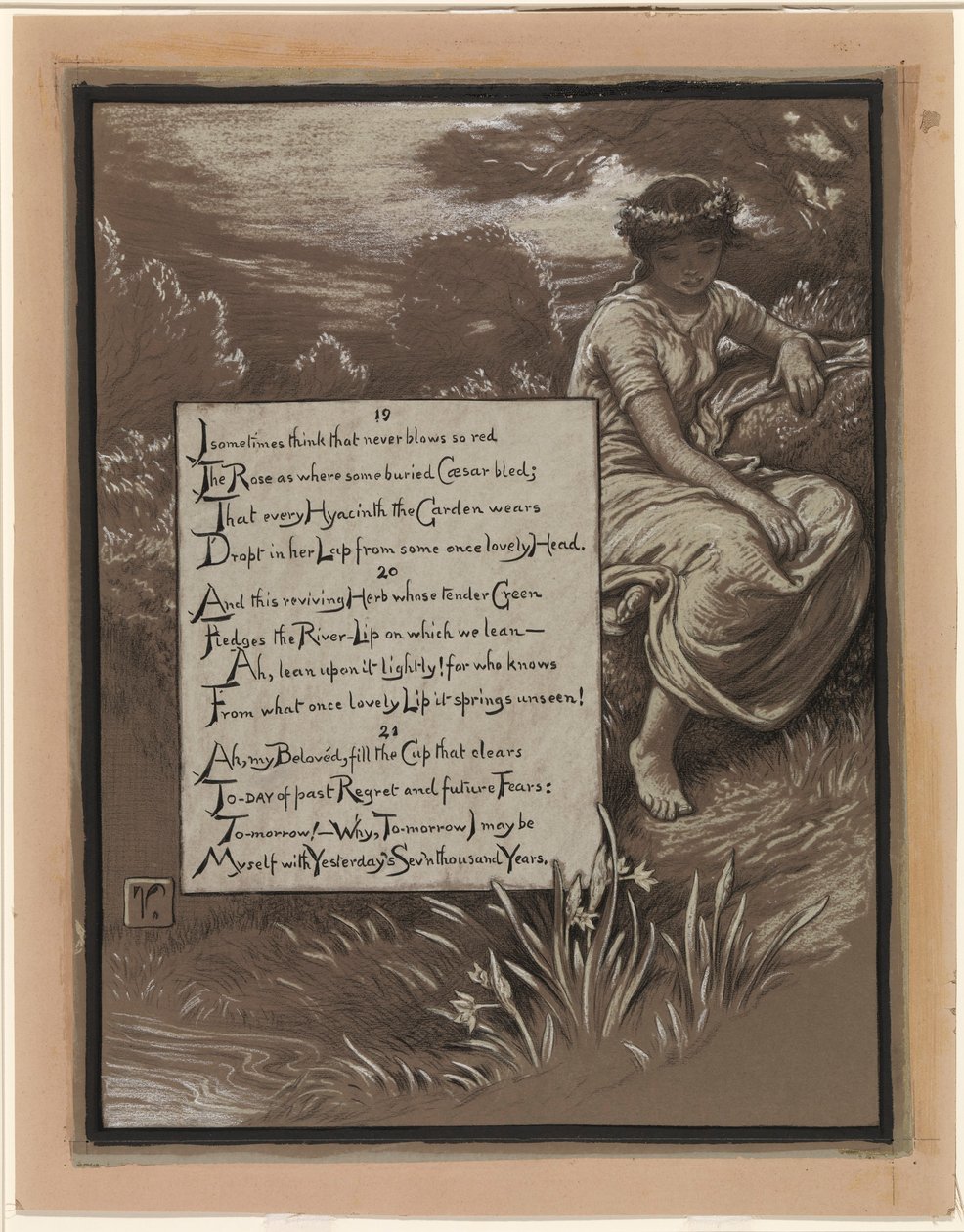 Illustration for Rubáiyát of Omar Khayyám: The River-Lip by Elihu Vedder