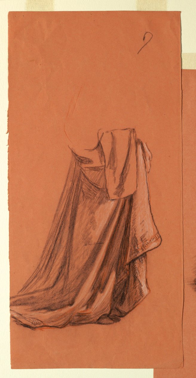 Drapery (study for oil painting, "Wedding Procession," or "The Dance", 1872–79 by Elihu Vedder