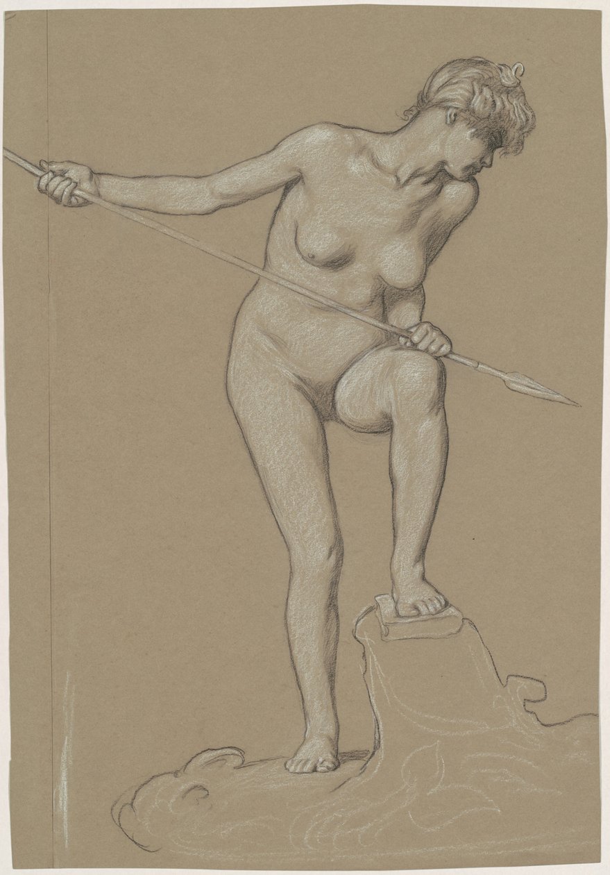 Girl Spearing Dolphin by Elihu Vedder