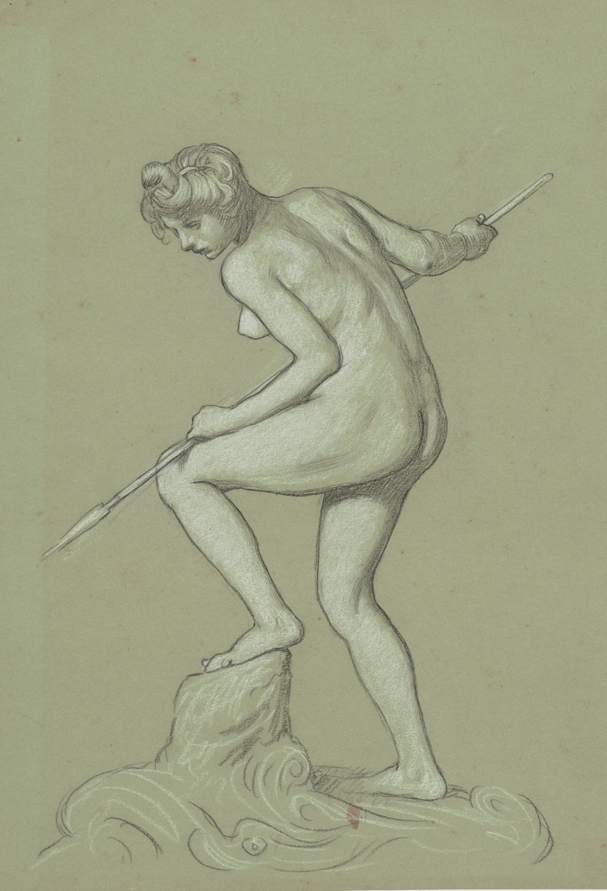 Girl Spearing Dolphin by Elihu Vedder