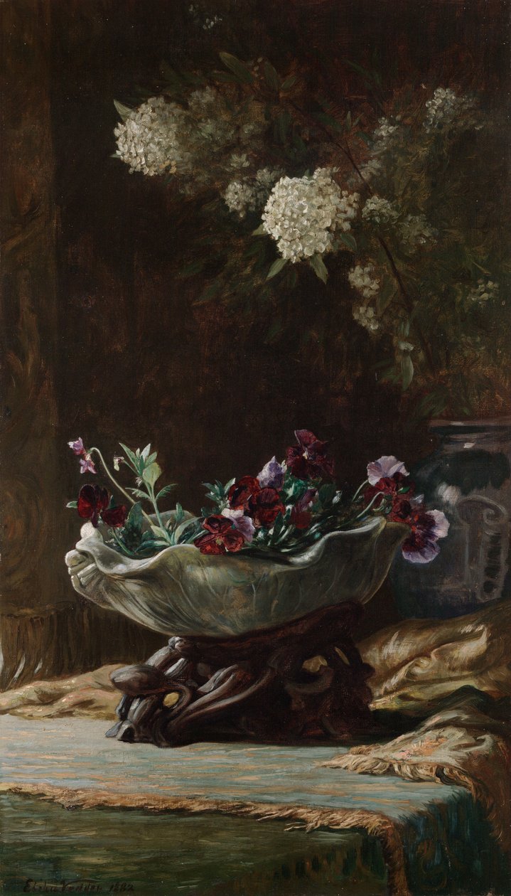 Pansies and Spirea by Elihu Vedder