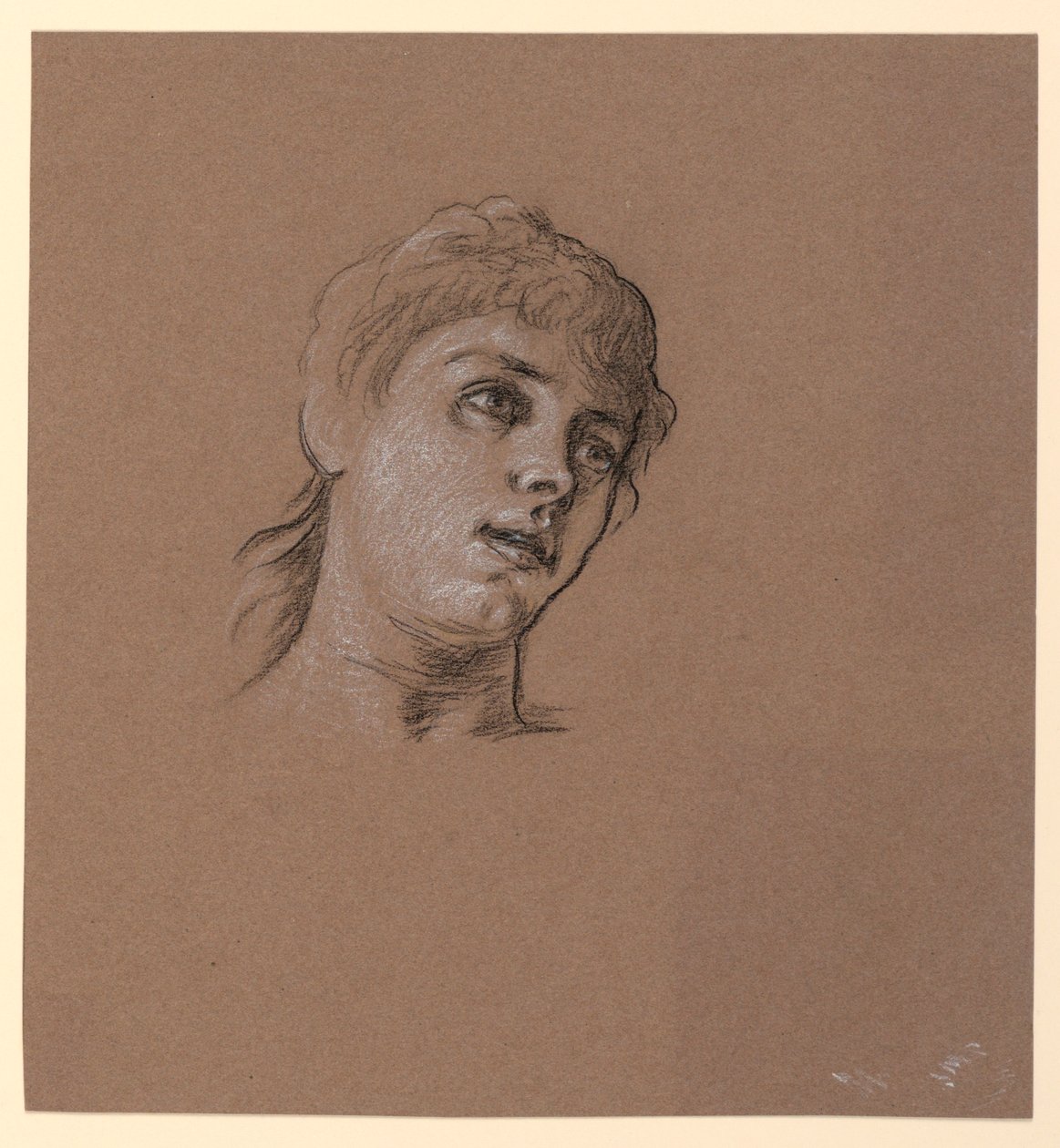 Portrait Sketch of a Young Girl by Elihu Vedder