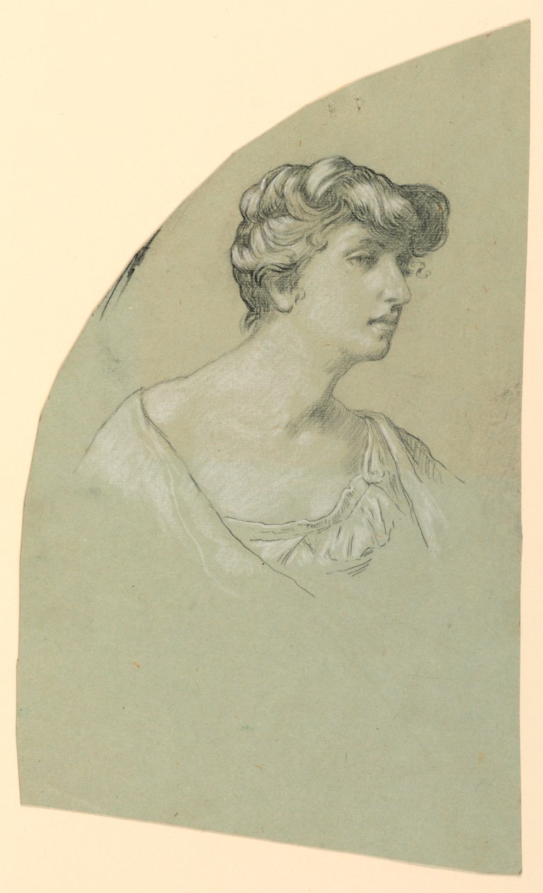 Portrait Sketch of a Young Woman by Elihu Vedder