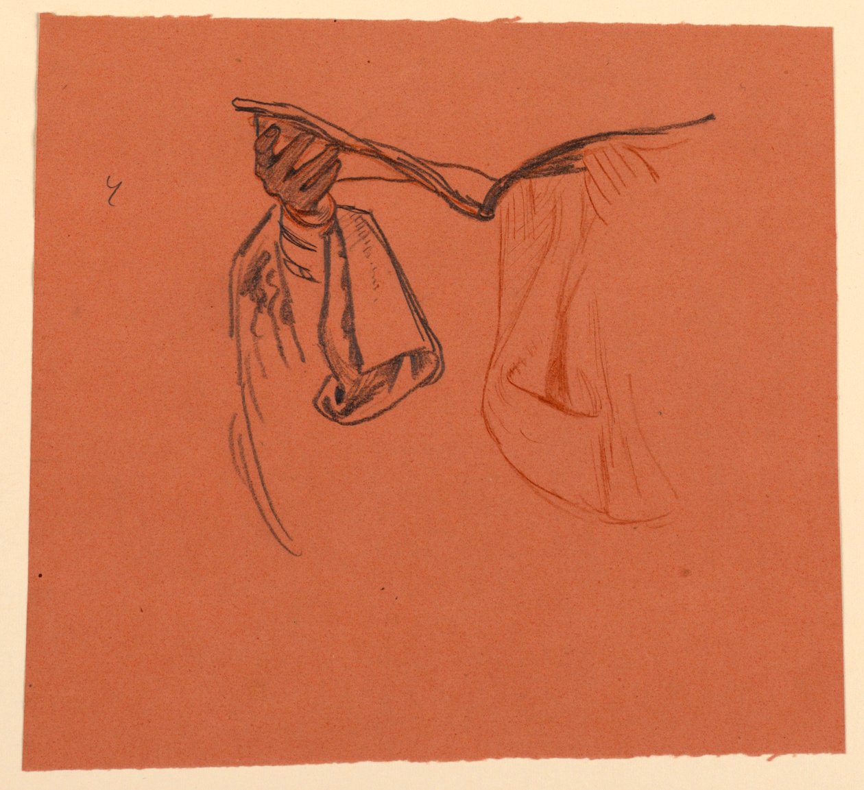 Study for Hands Holding an Open Book with Drapery from Clothing by Elihu Vedder