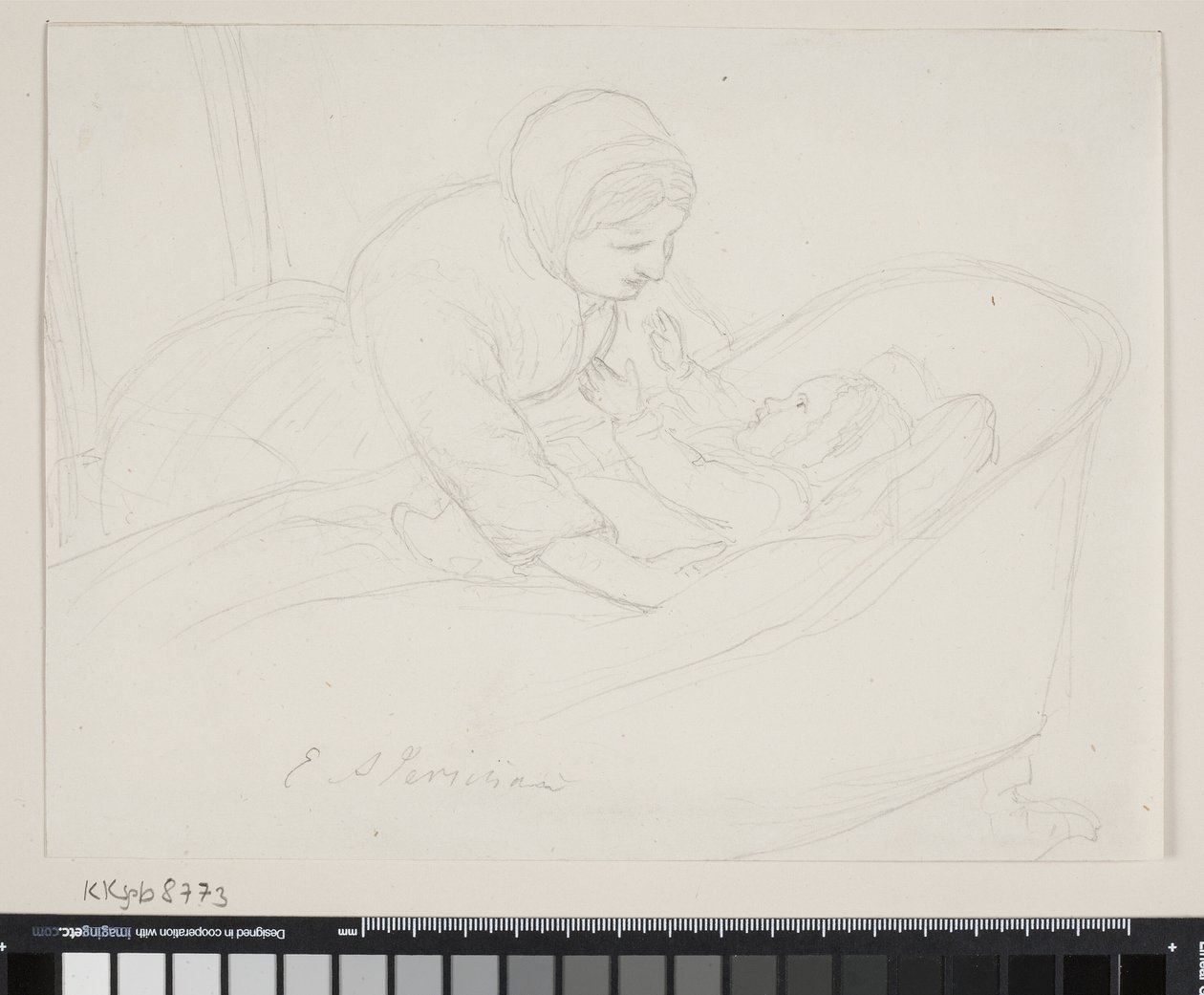 Mother Lifting a Child from the Cradle by Elisabeth Jerichau Baumann